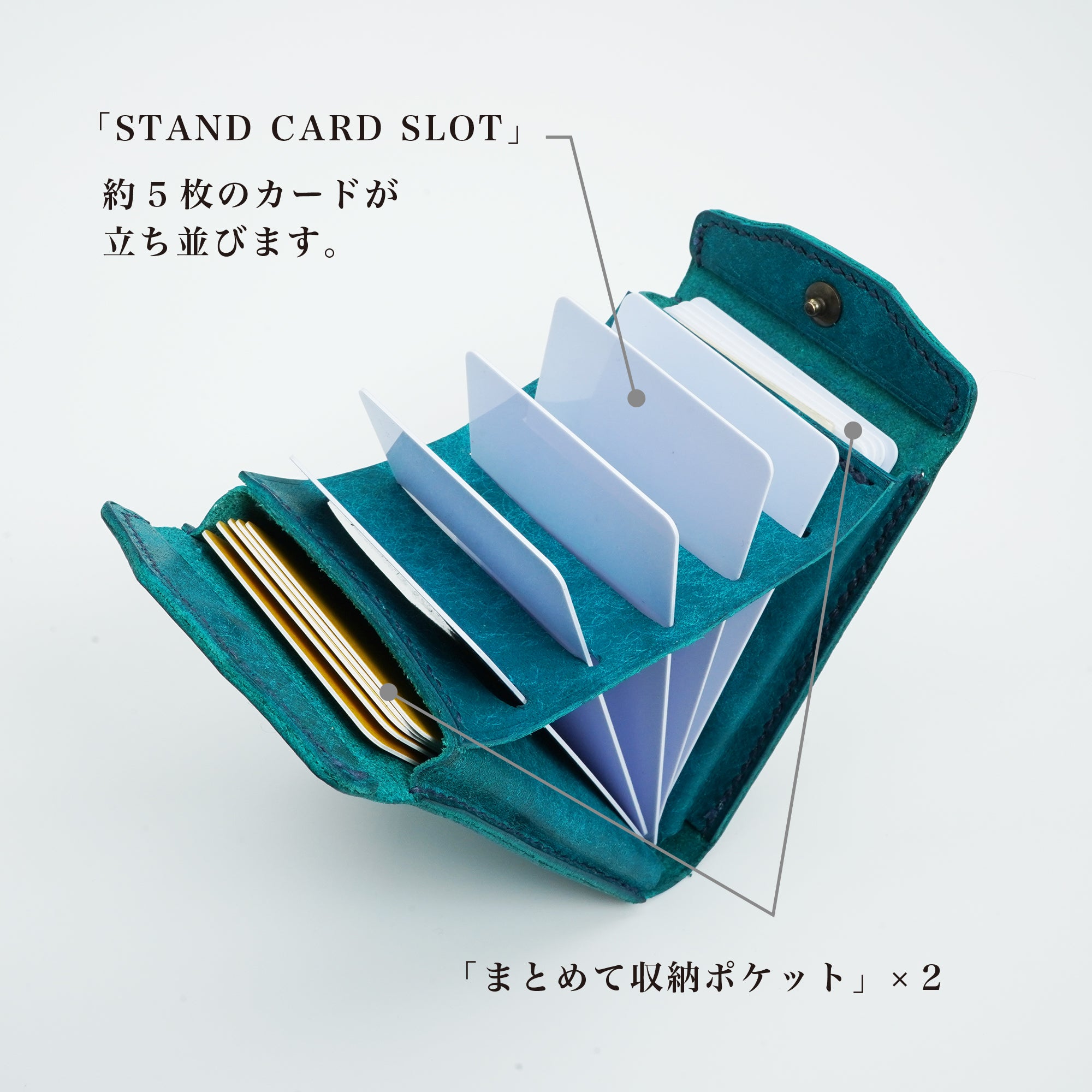 片手で瞬時に開き、カードが立つ!カードウォレット『スナップホルダー』