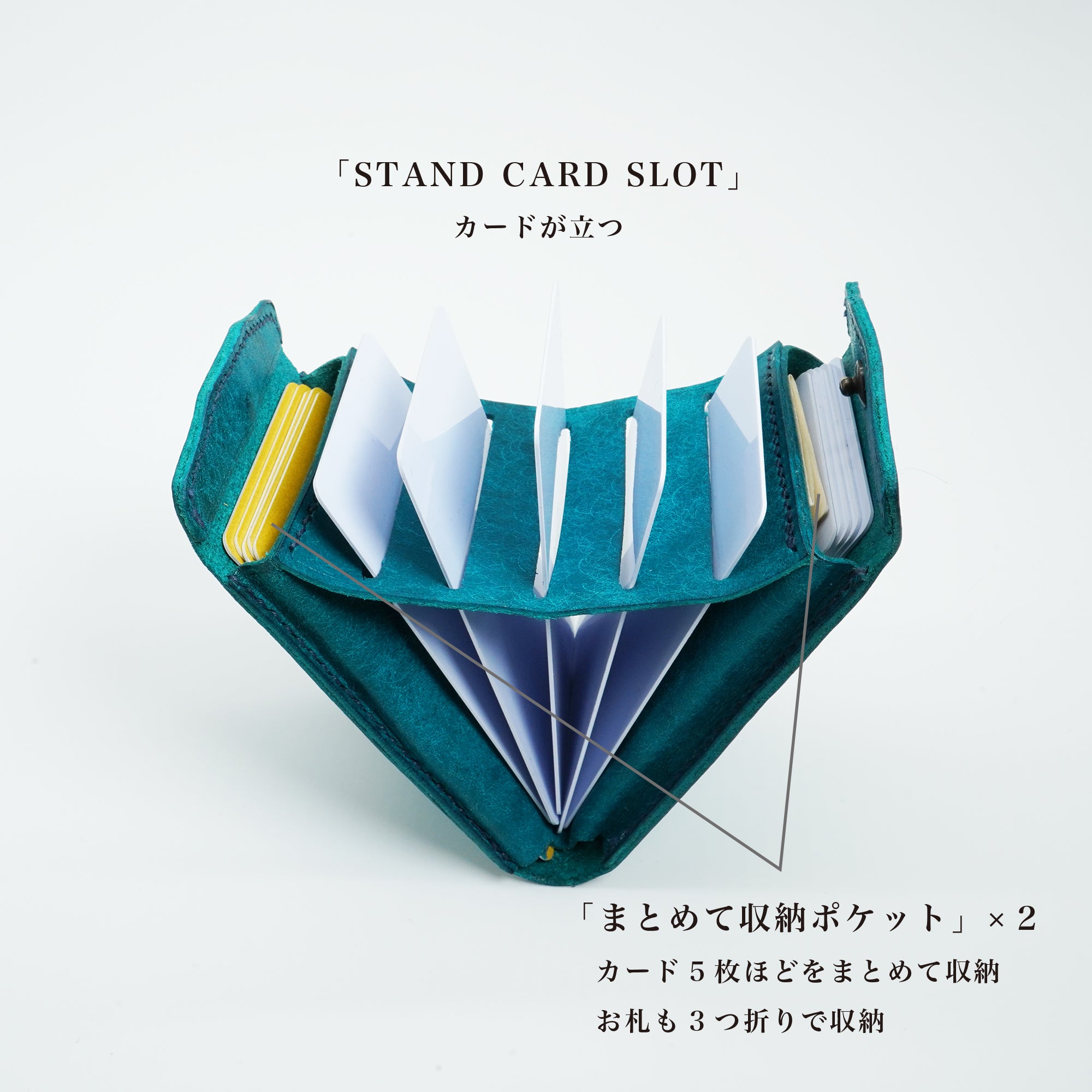 片手で瞬時に開き、カードが立つ!カードウォレット『スナップホルダー』